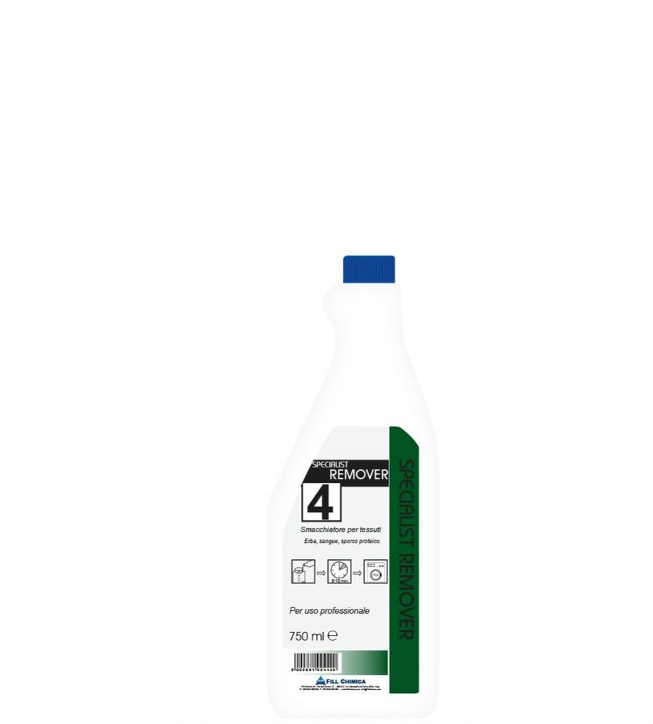 DET/FC SPECIALIST REMOVER N. 4 - Smacchiatore liquido per tessuti specifico per l'eliminazione di macchie di sangue, vino, erba, caffè - ML 750 