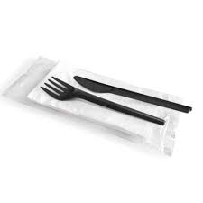 [SHC561234] BIS POSATE CPLA NERO STYLE FORCHETTA + COLTELLO + TOVAGLIOLO - CFX100PZ - CTX5CF